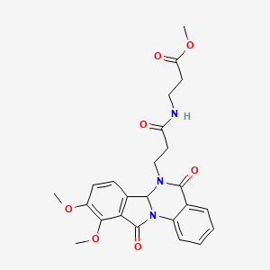 molecular formula C24H25N3O7 B12173289 methyl N-[3-(9,10-dimethoxy-5,11-dioxo-6a,11-dihydroisoindolo[2,1-a]quinazolin-6(5H)-yl)propanoyl]-beta-alaninate 
