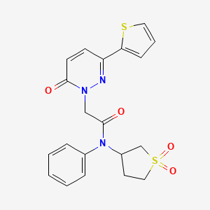 molecular formula C20H19N3O4S2 B12173392 N-(1,1-dioxidotetrahydrothiophen-3-yl)-2-(6-oxo-3-(thiophen-2-yl)pyridazin-1(6H)-yl)-N-phenylacetamide 