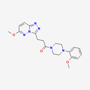 molecular formula C20H24N6O3 B12173442 1-[4-(2-Methoxyphenyl)piperazin-1-yl]-3-(6-methoxy[1,2,4]triazolo[4,3-b]pyridazin-3-yl)propan-1-one 