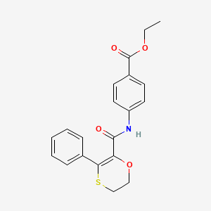 molecular formula C20H19NO4S B12173487 Ethyl 4-{[(3-phenyl-5,6-dihydro-1,4-oxathiin-2-yl)carbonyl]amino}benzoate 