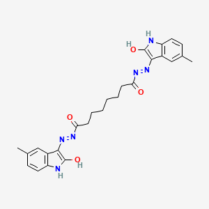 molecular formula C26H28N6O4 B12173572 N'~1~,N'~8~-bis[(3Z)-5-methyl-2-oxo-1,2-dihydro-3H-indol-3-ylidene]octanedihydrazide 