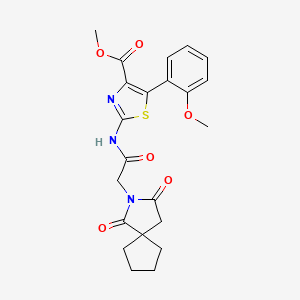 molecular formula C22H23N3O6S B12173777 Methyl 2-{[(1,3-dioxo-2-azaspiro[4.4]non-2-yl)acetyl]amino}-5-(2-methoxyphenyl)-1,3-thiazole-4-carboxylate 