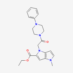 molecular formula C22H26N4O3 B1217380 1-Methyl-4-[2-oxo-2-(4-phenyl-1-piperazinyl)ethyl]-5-pyrrolo[3,2-b]pyrrolecarboxylic acid ethyl ester 