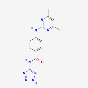 molecular formula C14H14N8O B12173831 4-[(4,6-dimethylpyrimidin-2-yl)amino]-N-(2H-tetrazol-5-yl)benzamide 