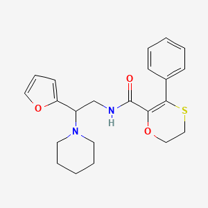 molecular formula C22H26N2O3S B12173883 N-[2-(furan-2-yl)-2-(piperidin-1-yl)ethyl]-3-phenyl-5,6-dihydro-1,4-oxathiine-2-carboxamide 