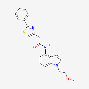 molecular formula C22H21N3O2S B12174061 N-[1-(2-methoxyethyl)-1H-indol-4-yl]-2-(2-phenyl-1,3-thiazol-4-yl)acetamide 