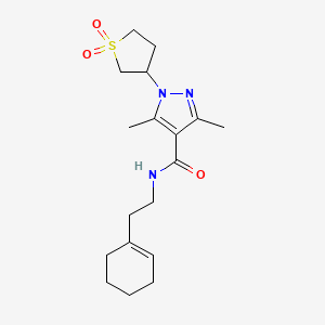 molecular formula C18H27N3O3S B12174096 N-[2-(cyclohex-1-en-1-yl)ethyl]-1-(1,1-dioxidotetrahydrothiophen-3-yl)-3,5-dimethyl-1H-pyrazole-4-carboxamide 