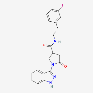 molecular formula C20H19FN4O2 B12174117 N-(3-fluorophenethyl)-1-(1H-indazol-3-yl)-5-oxo-3-pyrrolidinecarboxamide 