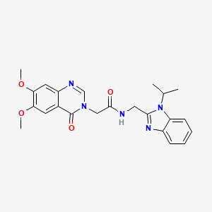 molecular formula C23H25N5O4 B12174131 2-(6,7-dimethoxy-4-oxoquinazolin-3(4H)-yl)-N-{[1-(propan-2-yl)-1H-benzimidazol-2-yl]methyl}acetamide 