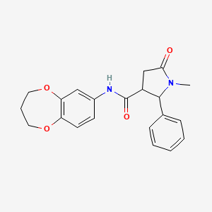 molecular formula C21H22N2O4 B12174149 N-(3,4-dihydro-2H-1,5-benzodioxepin-7-yl)-1-methyl-5-oxo-2-phenylpyrrolidine-3-carboxamide 