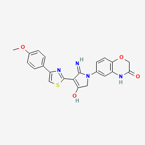molecular formula C22H18N4O4S B12174202 5-amino-1-(3-hydroxy-2H-1,4-benzoxazin-6-yl)-4-[4-(4-methoxyphenyl)-1,3-thiazol-2-yl]-1,2-dihydro-3H-pyrrol-3-one 