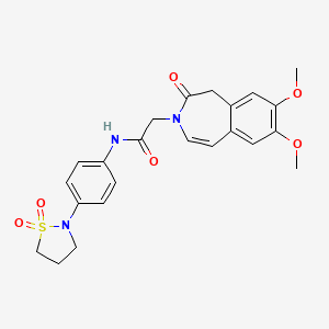 molecular formula C23H25N3O6S B12174235 2-(7,8-dimethoxy-2-oxo-1,2-dihydro-3H-3-benzazepin-3-yl)-N-[4-(1,1-dioxido-1,2-thiazolidin-2-yl)phenyl]acetamide 