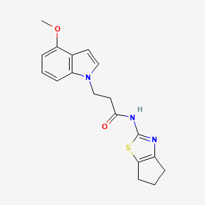 molecular formula C18H19N3O2S B12174263 3-(4-methoxy-1H-indol-1-yl)-N-[(2E)-3,4,5,6-tetrahydro-2H-cyclopenta[d][1,3]thiazol-2-ylidene]propanamide 