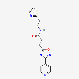 molecular formula C15H15N5O2S B12174359 3-[3-(pyridin-4-yl)-1,2,4-oxadiazol-5-yl]-N-[2-(1,3-thiazol-2-yl)ethyl]propanamide 
