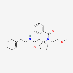 molecular formula C25H34N2O3 B12174427 N-[2-(cyclohex-1-en-1-yl)ethyl]-2'-(2-methoxyethyl)-1'-oxo-1',4'-dihydro-2'H-spiro[cyclopentane-1,3'-isoquinoline]-4'-carboxamide 