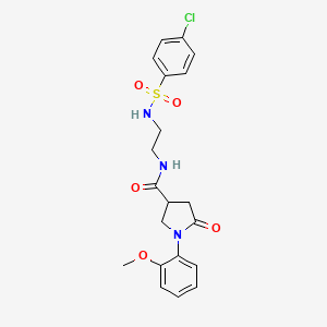 molecular formula C20H22ClN3O5S B12174584 N-(2-{[(4-chlorophenyl)sulfonyl]amino}ethyl)-1-(2-methoxyphenyl)-5-oxopyrrolidine-3-carboxamide 
