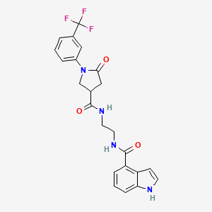 molecular formula C23H21F3N4O3 B12174648 N-{2-[({5-oxo-1-[3-(trifluoromethyl)phenyl]pyrrolidin-3-yl}carbonyl)amino]ethyl}-1H-indole-4-carboxamide 