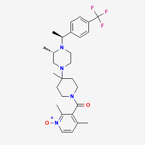 molecular formula C28H37F3N4O2 B1217465 1-((2,4-Dimethyl-3-pyridinyl)carbonyl)-4-methyl-4-(3-methyl-4-(1-(4-(trifluoromethyl)phenyl)ethyl)-1-piperazinyl)piperidine N1-oxide CAS No. 306293-41-4