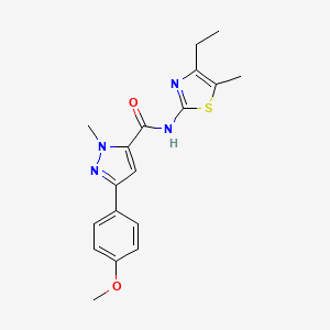molecular formula C18H20N4O2S B12174671 N-(4-ethyl-5-methyl-1,3-thiazol-2-yl)-3-(4-methoxyphenyl)-1-methyl-1H-pyrazole-5-carboxamide 
