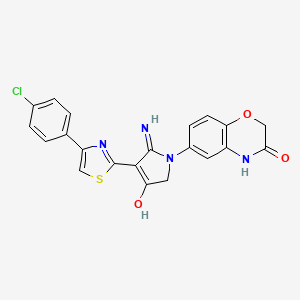molecular formula C21H15ClN4O3S B12174704 5-amino-4-[4-(4-chlorophenyl)-1,3-thiazol-2-yl]-1-(3-hydroxy-2H-1,4-benzoxazin-6-yl)-1,2-dihydro-3H-pyrrol-3-one 