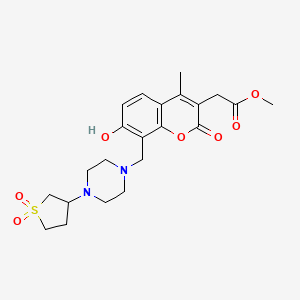 molecular formula C22H28N2O7S B12174731 methyl (8-{[4-(1,1-dioxidotetrahydrothiophen-3-yl)piperazin-1-yl]methyl}-7-hydroxy-4-methyl-2-oxo-2H-chromen-3-yl)acetate 