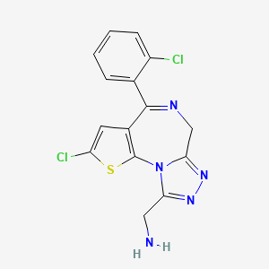 molecular formula C15H11Cl2N5S B1217482 6H-Thieno(3,2-f)(1,2,4)triazolo(4,3-a)(1,4)diazepine-9-methanamine, 2-chloro-4-(2-chlorophenyl)- CAS No. 54123-40-9