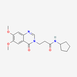 molecular formula C18H23N3O4 B12174924 N-cyclopentyl-3-(6,7-dimethoxy-4-oxoquinazolin-3(4H)-yl)propanamide 
