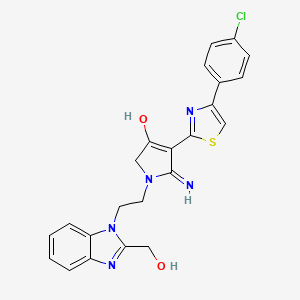 molecular formula C23H20ClN5O2S B12174971 4-[4-(4-chlorophenyl)-1,3-thiazol-2-yl]-1-{2-[2-(hydroxymethyl)-1H-benzimidazol-1-yl]ethyl}-5-imino-2,5-dihydro-1H-pyrrol-3-ol 