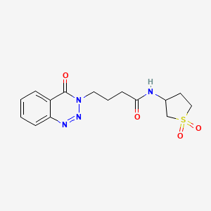 molecular formula C15H18N4O4S B12175025 N-(1,1-dioxidotetrahydrothiophen-3-yl)-4-(4-oxo-1,2,3-benzotriazin-3(4H)-yl)butanamide 