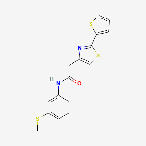 molecular formula C16H14N2OS3 B12175057 N-[3-(methylsulfanyl)phenyl]-2-[2-(thiophen-2-yl)-1,3-thiazol-4-yl]acetamide 