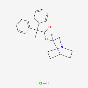 molecular formula C22H26ClNO2 B1217510 1-azabicyclo[2.2.2]octan-3-yl 2,2-diphenylpropanoate;hydrochloride CAS No. 3818-79-9