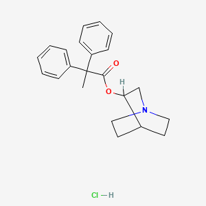 molecular formula C22H26ClNO2 B1217510 2,2-Diphenylpropionic acid 3-quinuclidinyl ester hydrochloride CAS No. 3818-79-9