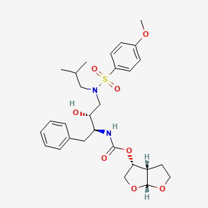 molecular formula C28H38N2O8S B1217511 (3r,3as,6ar)-Hexahydrofuro[2,3-B]furan-3-Yl [(1s,2r)-1-Benzyl-2-Hydroxy-3-{isobutyl[(4-Methoxyphenyl)sulfonyl]amino}propyl]carbamate CAS No. 206362-00-7
