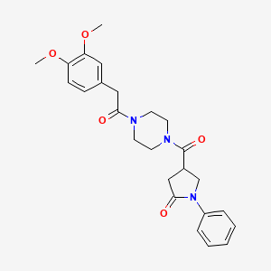 molecular formula C25H29N3O5 B12175152 4-({4-[(3,4-Dimethoxyphenyl)acetyl]piperazin-1-yl}carbonyl)-1-phenylpyrrolidin-2-one 