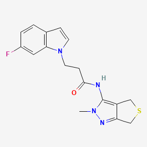 molecular formula C17H17FN4OS B12175184 3-(6-fluoro-1H-indol-1-yl)-N-(2-methyl-2,6-dihydro-4H-thieno[3,4-c]pyrazol-3-yl)propanamide 