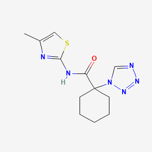molecular formula C12H16N6OS B12175234 N-[(2E)-4-methyl-1,3-thiazol-2(3H)-ylidene]-1-(1H-tetrazol-1-yl)cyclohexanecarboxamide 