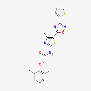 molecular formula C20H18N4O3S2 B12175263 2-(2,6-dimethylphenoxy)-N-[(2E)-4-methyl-5-[3-(thiophen-2-yl)-1,2,4-oxadiazol-5-yl]-1,3-thiazol-2(3H)-ylidene]acetamide 