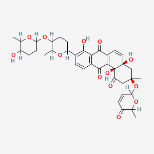 molecular formula C37H42O13 B1217527 (3R,4aR,12bS)-4a,8,12b-trihydroxy-9-[5-(5-hydroxy-6-methyloxan-2-yl)oxy-6-methyloxan-2-yl]-3-methyl-3-[(6-methyl-5-oxo-2H-pyran-2-yl)oxy]-2,4-dihydrobenzo[a]anthracene-1,7,12-trione CAS No. 150050-21-8
