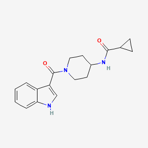 molecular formula C18H21N3O2 B12175290 N-[1-(1H-indol-3-ylcarbonyl)piperidin-4-yl]cyclopropanecarboxamide 