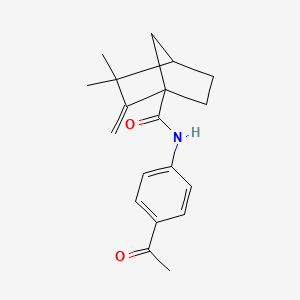 molecular formula C19H23NO2 B12175302 N-(4-Acetylphenyl)-3,3-dimethyl-2-methylidenebicyclo[2.2.1]heptane-1-carboxamide 