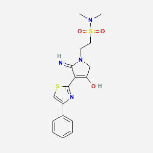 molecular formula C17H20N4O3S2 B12175365 2-[4-hydroxy-2-imino-3-(4-phenyl-1,3-thiazol-2-yl)-2,5-dihydro-1H-pyrrol-1-yl]-N,N-dimethylethanesulfonamide 