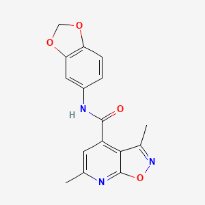 molecular formula C16H13N3O4 B12175374 N-(1,3-benzodioxol-5-yl)-3,6-dimethyl[1,2]oxazolo[5,4-b]pyridine-4-carboxamide 