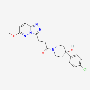 molecular formula C20H22ClN5O3 B12175381 1-[4-(4-Chlorophenyl)-4-hydroxypiperidin-1-yl]-3-(6-methoxy[1,2,4]triazolo[4,3-b]pyridazin-3-yl)propan-1-one 