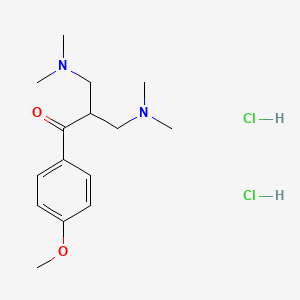 molecular formula C15H26Cl2N2O2 B1217541 1-Propanone, 3-(dimethylamino)-2-[(dimethylamino)methyl]-1-(4-methoxyphenyl)-, dihydrochloride CAS No. 90548-62-2