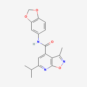 molecular formula C18H17N3O4 B12175421 N-(1,3-benzodioxol-5-yl)-3-methyl-6-(propan-2-yl)[1,2]oxazolo[5,4-b]pyridine-4-carboxamide 