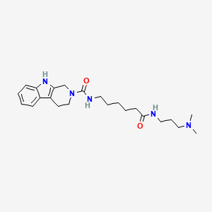 molecular formula C23H35N5O2 B12175463 N-(6-{[3-(dimethylamino)propyl]amino}-6-oxohexyl)-1,3,4,9-tetrahydro-2H-beta-carboline-2-carboxamide 