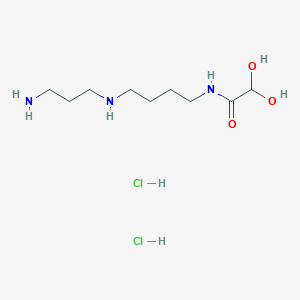 molecular formula C9H23Cl2N3O3 B1217552 Acetamide, N-(4-((3-aminopropyl)amino)butyl)-2,2-dihydroxy-, dihydrochloride CAS No. 80926-66-5