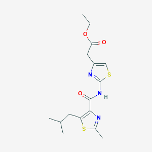 molecular formula C16H21N3O3S2 B12175531 Ethyl [2-({[2-methyl-5-(2-methylpropyl)-1,3-thiazol-4-yl]carbonyl}amino)-1,3-thiazol-4-yl]acetate 