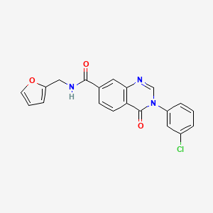 molecular formula C20H14ClN3O3 B12175608 3-(3-chlorophenyl)-N-(furan-2-ylmethyl)-4-oxo-3,4-dihydroquinazoline-7-carboxamide 