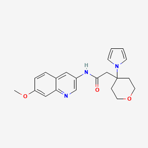 molecular formula C21H23N3O3 B12175617 N-(7-methoxyquinolin-3-yl)-2-[4-(1H-pyrrol-1-yl)tetrahydro-2H-pyran-4-yl]acetamide 